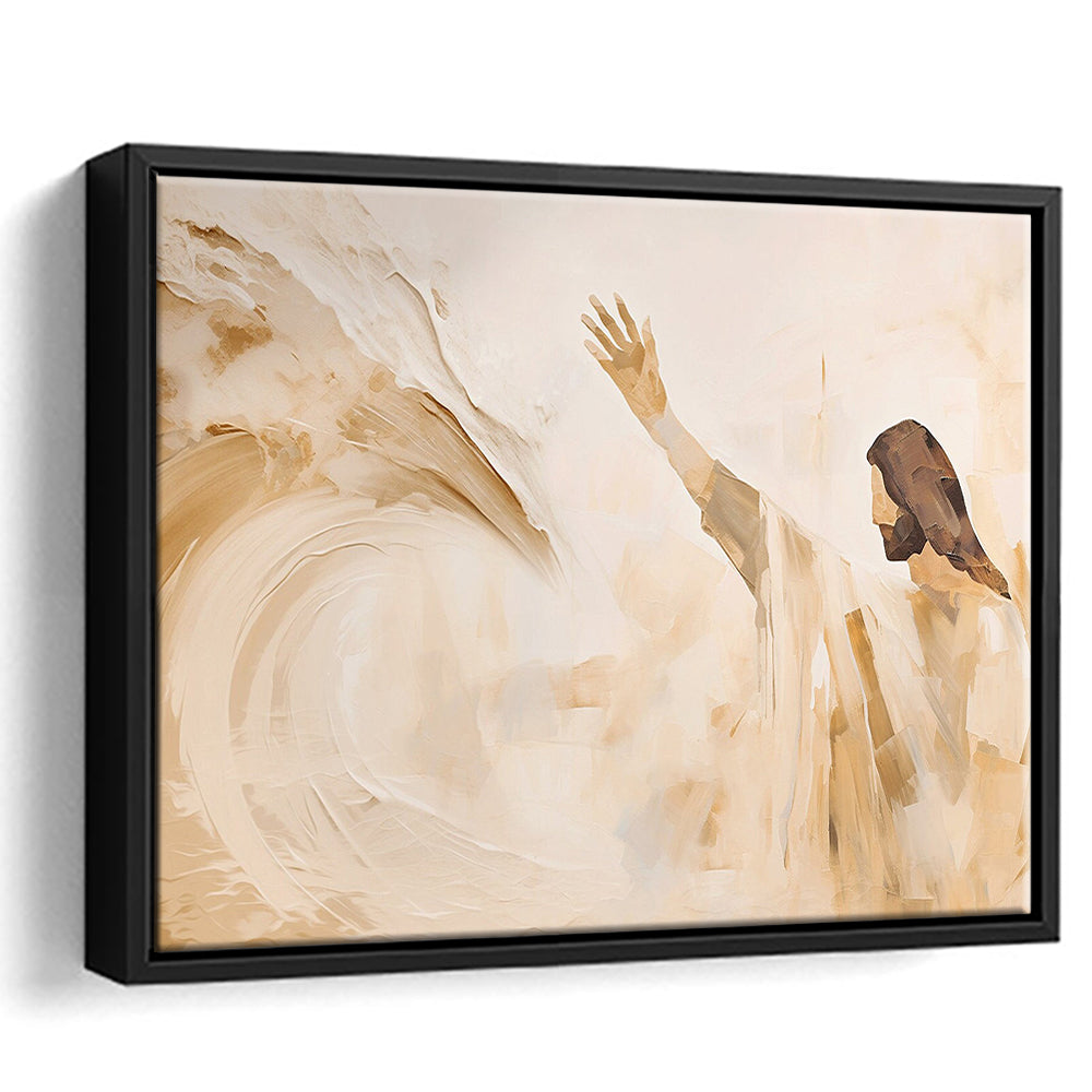 Jesus Calms The Storm, Hush Be Still, Bible, Christian Faith, Religious Gift!, Framed Canvas Print Wall Art, Floating Frame