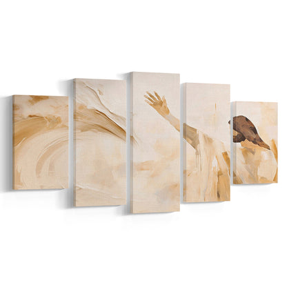 Jesus Calms the Storm, Hush Be Still, Bible, Christian Faith, Religious Gift!, 5 Panel Mixed Canvas Print Wall Art, Large Canvas