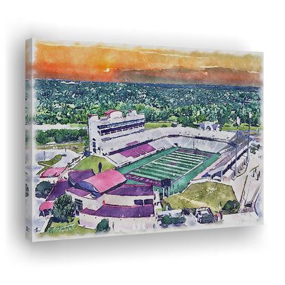 Jim Wacker Field at Bobcat Painting Stadium Watercolor, San Marcos Texas, Sport Art, Gifts for him, Canvas Print Wall Art