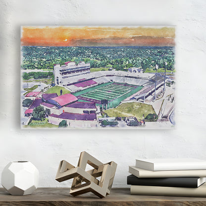 Jim Wacker Field at Bobcat Painting Stadium Watercolor, San Marcos Texas, Sport Art, Gifts for him, Canvas Print Wall Art