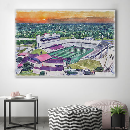 Jim Wacker Field at Bobcat Painting Stadium Watercolor, San Marcos Texas, Sport Art, Gifts for him, Canvas Print Wall Art