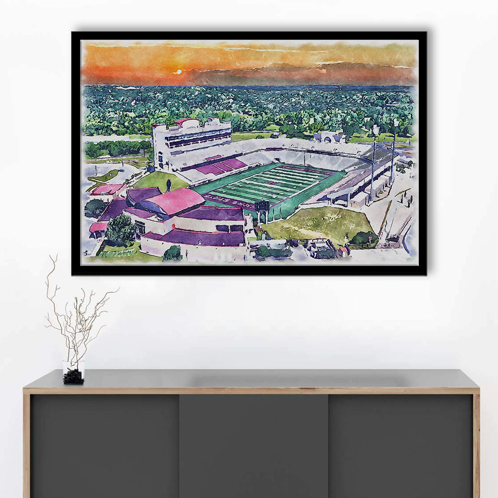 Jim Wacker Field at Bobcat Painting Stadium Watercolor, San Marcos Texas, Sport Gift Art, Framed Art Print Wall Decor