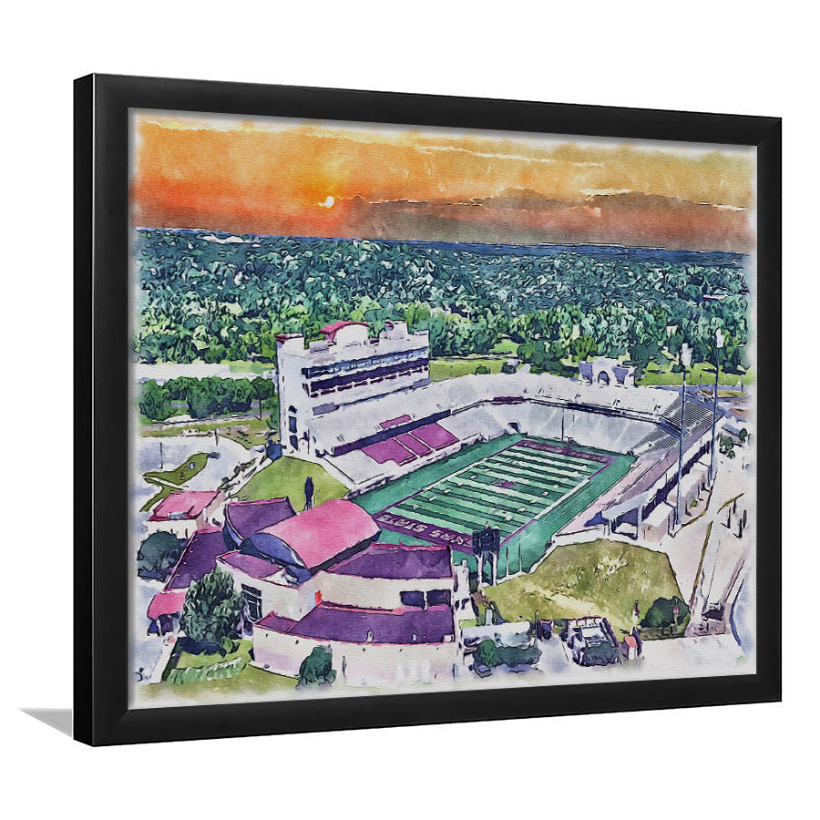 Jim Wacker Field at Bobcat Painting Stadium Watercolor, San Marcos Texas, Sport Gift Art, Framed Art Print Wall Decor