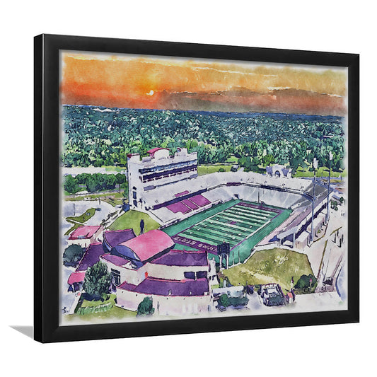Jim Wacker Field at Bobcat Painting Stadium Watercolor, San Marcos Texas, Sport Gift Art, Framed Art Print Wall Decor