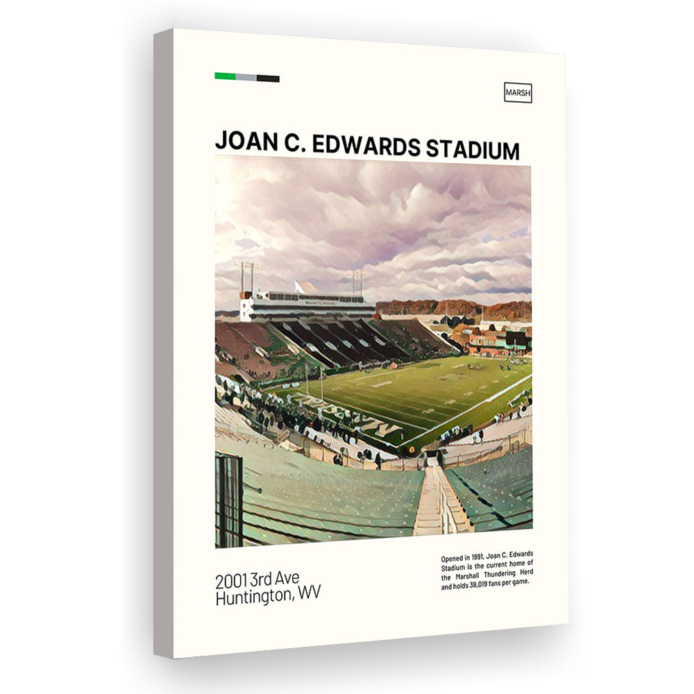 Joan C. Edwards Stadium Print, Marshall Thundering Herd Stadium Canvas Art, Fan Gifts, Sport Art, Canvas Print Wall Art