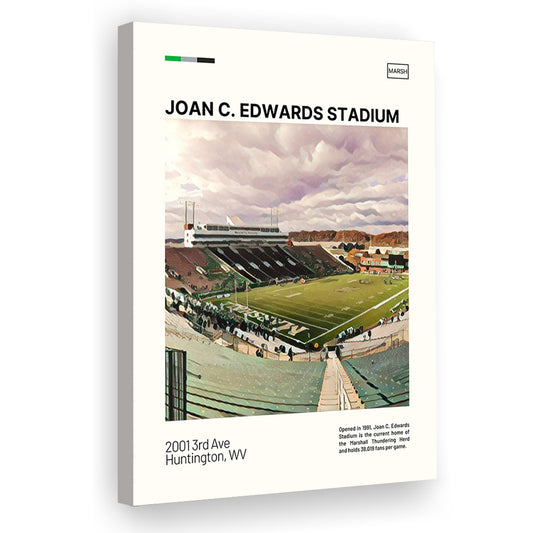 Joan C. Edwards Stadium Print, Marshall Thundering Herd Stadium Canvas Art, Fan Gifts, Sport Art, Canvas Print Wall Art
