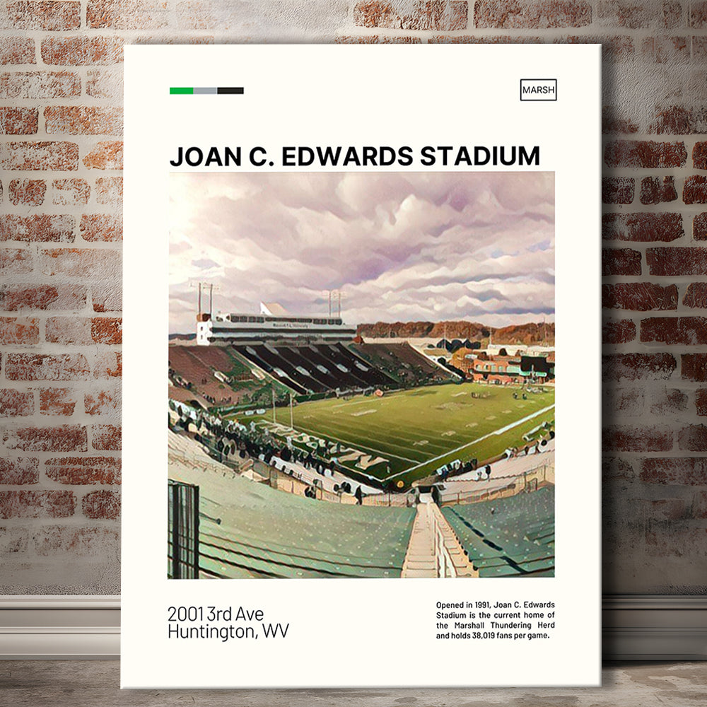 Joan C. Edwards Stadium Print, Marshall Thundering Herd Stadium Canvas Art, Fan Gifts, Sport Art, Canvas Print Wall Art