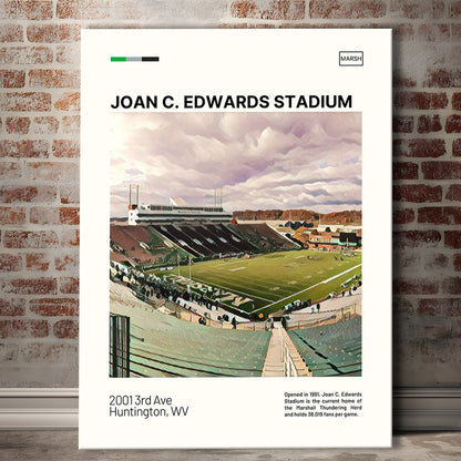 Joan C. Edwards Stadium Print, Marshall Thundering Herd Stadium Canvas Art, Fan Gifts, Sport Art, Canvas Print Wall Art