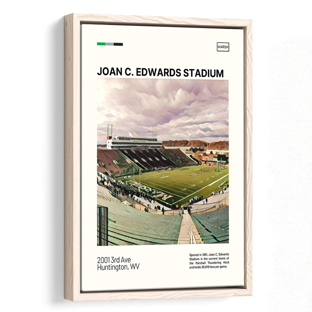 Joan C. Edwards Stadium Print, Marshall Thundering Herd Stadium Art, Man Cave Gift, Floating Framed Canvas Print Wall Art