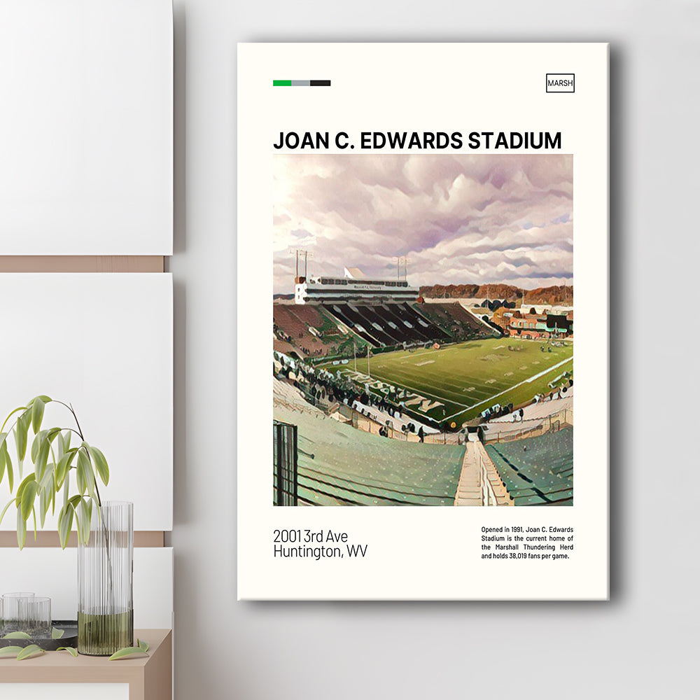 Joan C. Edwards Stadium Print, Marshall Thundering Herd Stadium Canvas Art, Fan Gifts, Sport Art, Canvas Print Wall Art