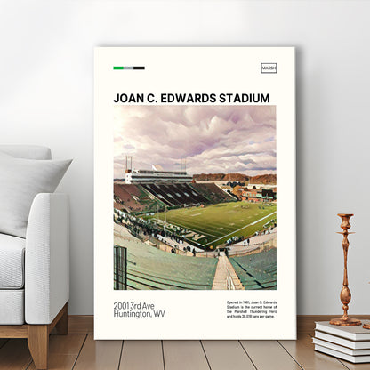 Joan C. Edwards Stadium Print, Marshall Thundering Herd Stadium Canvas Art, Fan Gifts, Sport Art, Canvas Print Wall Art