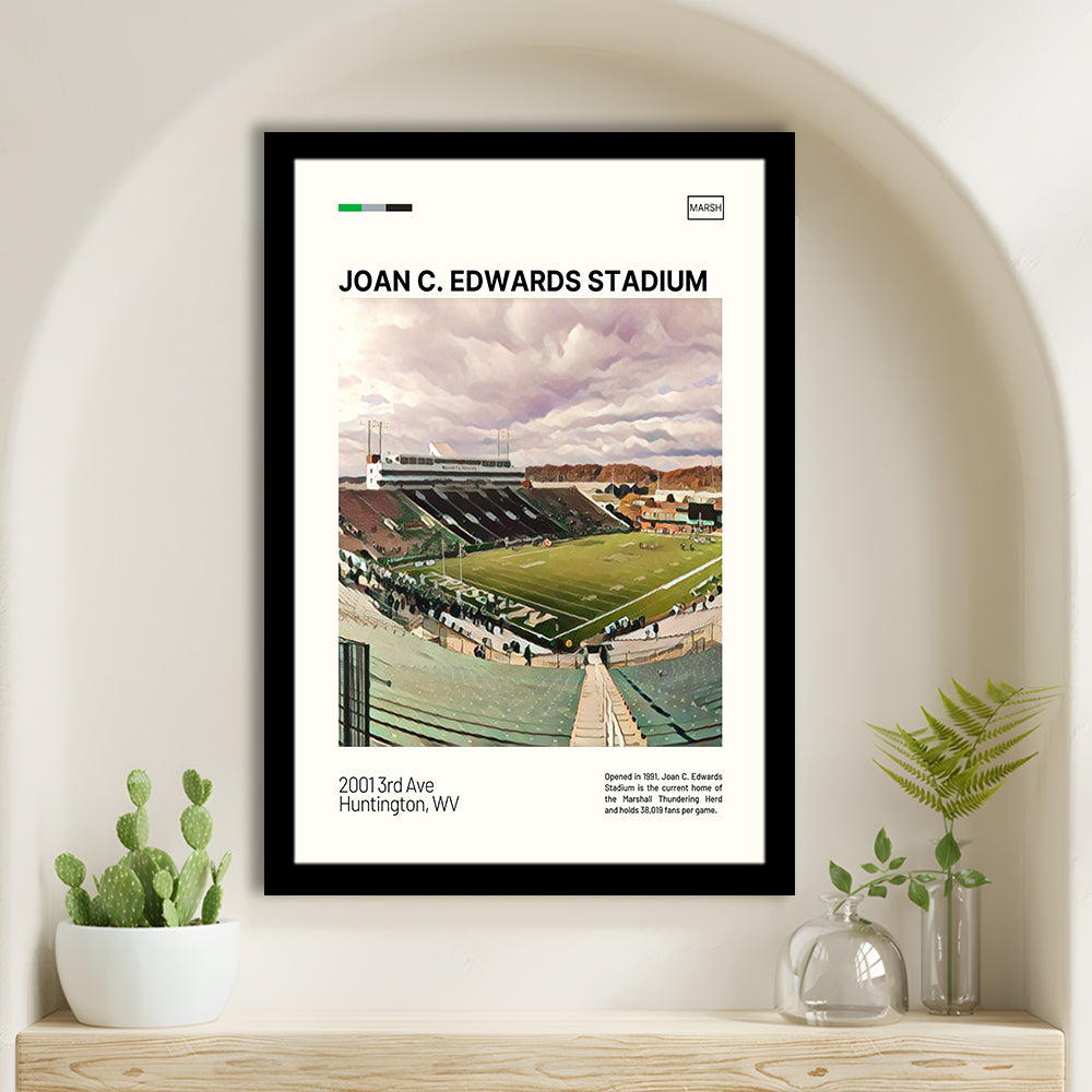 Joan C. Edwards Stadium Print, Marshall Thundering Herd Stadium Art, Gifts for him, Sport Art, Framed Art Print Wall Decor
