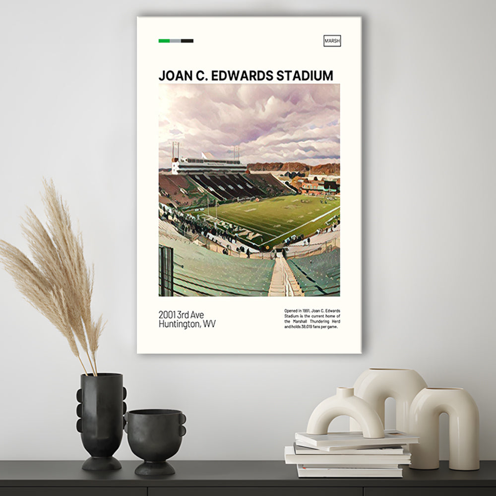 Joan C. Edwards Stadium Print, Marshall Thundering Herd Stadium Canvas Art, Fan Gifts, Sport Art, Canvas Print Wall Art