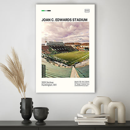 Joan C. Edwards Stadium Print, Marshall Thundering Herd Stadium Canvas Art, Fan Gifts, Sport Art, Canvas Print Wall Art