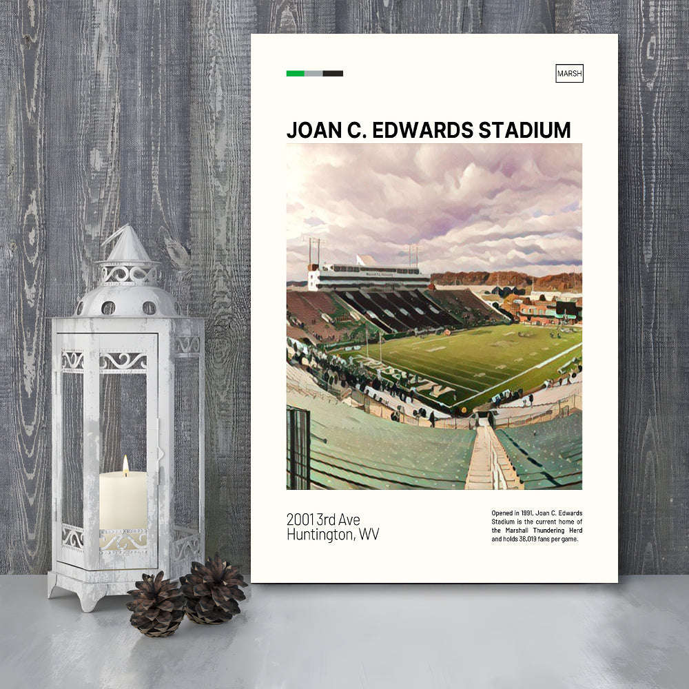 Joan C. Edwards Stadium Print, Marshall Thundering Herd Stadium Canvas Art, Fan Gifts, Sport Art, Canvas Print Wall Art