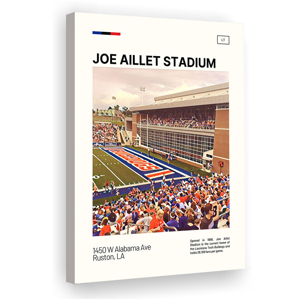 Joe Aillet Stadium Print, Louisiana Tech Bulldogs Stadium Canvas Art, Fan Gifts, Sport Art, Canvas Print Wall Art