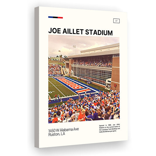 Joe Aillet Stadium Print, Louisiana Tech Bulldogs Stadium Canvas Art, Fan Gifts, Sport Art, Canvas Print Wall Art