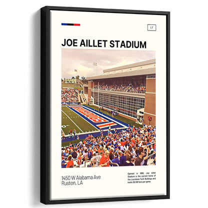 Joe Aillet Stadium Print, Louisiana Tech Bulldogs Stadium Canvas Art, Man Cave Gift, Floating Framed Canvas Print Wall Art