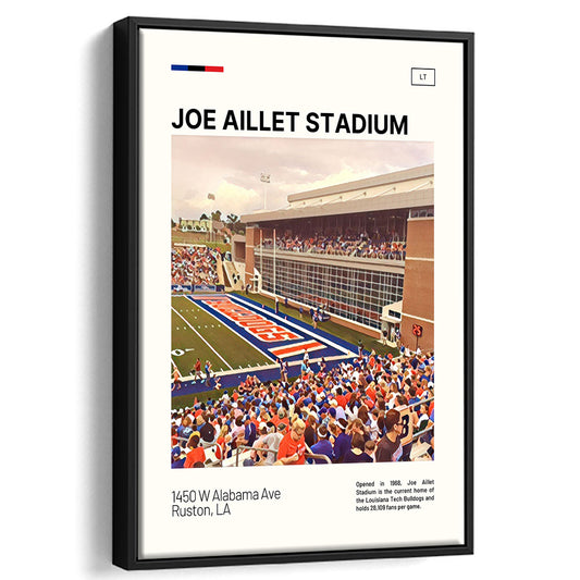 Joe Aillet Stadium Print, Louisiana Tech Bulldogs Stadium Canvas Art, Man Cave Gift, Floating Framed Canvas Print Wall Art