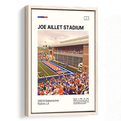 Joe Aillet Stadium Print, Louisiana Tech Bulldogs Stadium Canvas Art, Man Cave Gift, Floating Framed Canvas Print Wall Art