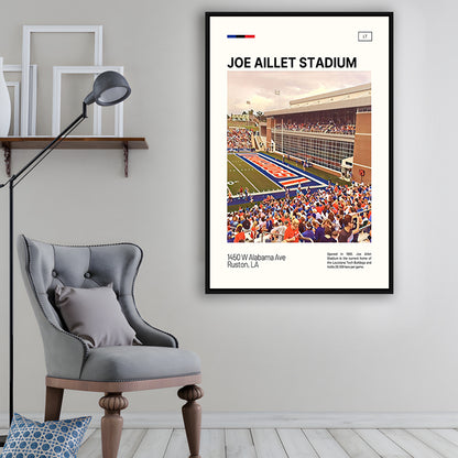 Joe Aillet Stadium Print, Louisiana Tech Bulldogs Stadium Canvas Art, Man Cave Gift, Floating Framed Canvas Print Wall Art
