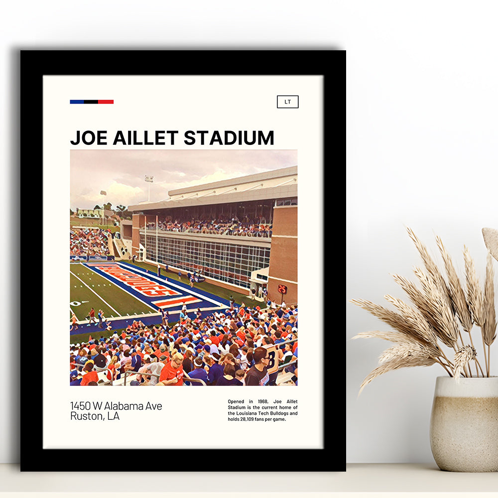 Joe Aillet Stadium Print, Louisiana Tech Bulldogs Stadium Art, Gifts for him, Sport Art, Framed Art Print Wall Decor
