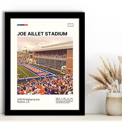Joe Aillet Stadium Print, Louisiana Tech Bulldogs Stadium Art, Gifts for him, Sport Art, Framed Art Print Wall Decor
