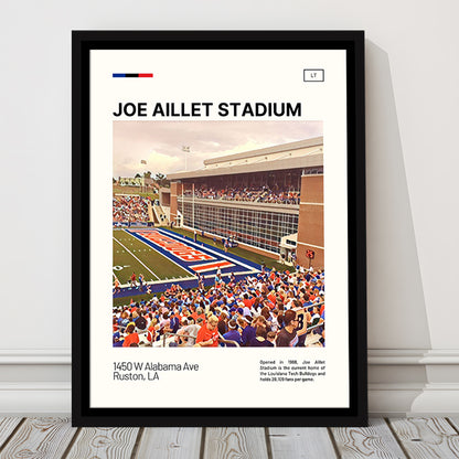 Joe Aillet Stadium Print, Louisiana Tech Bulldogs Stadium Canvas Art, Man Cave Gift, Floating Framed Canvas Print Wall Art