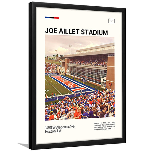 Joe Aillet Stadium Print, Louisiana Tech Bulldogs Stadium Art, Gifts for him, Sport Art, Framed Art Print Wall Decor