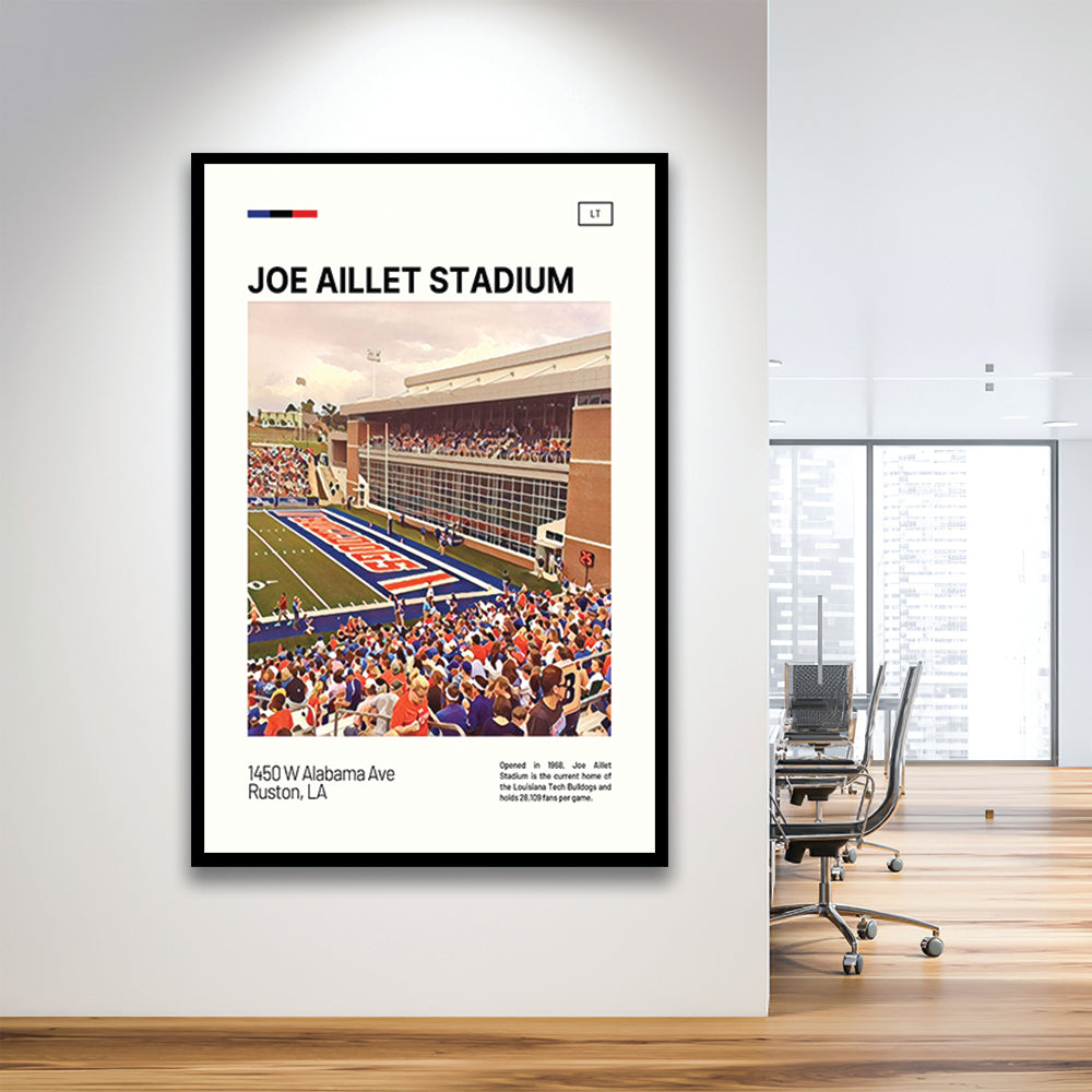 Joe Aillet Stadium Print, Louisiana Tech Bulldogs Stadium Art, Gifts for him, Sport Art, Framed Art Print Wall Decor