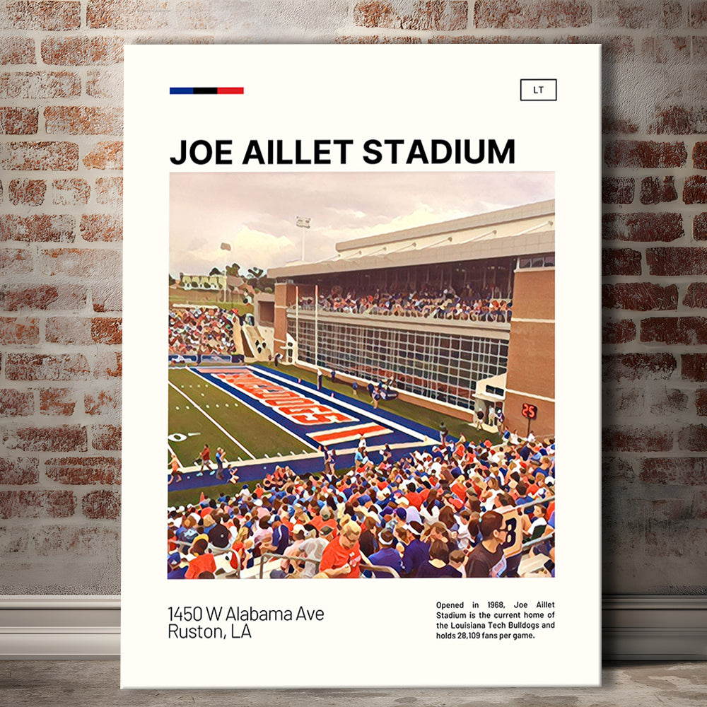 Joe Aillet Stadium Print, Louisiana Tech Bulldogs Stadium Canvas Art, Fan Gifts, Sport Art, Canvas Print Wall Art