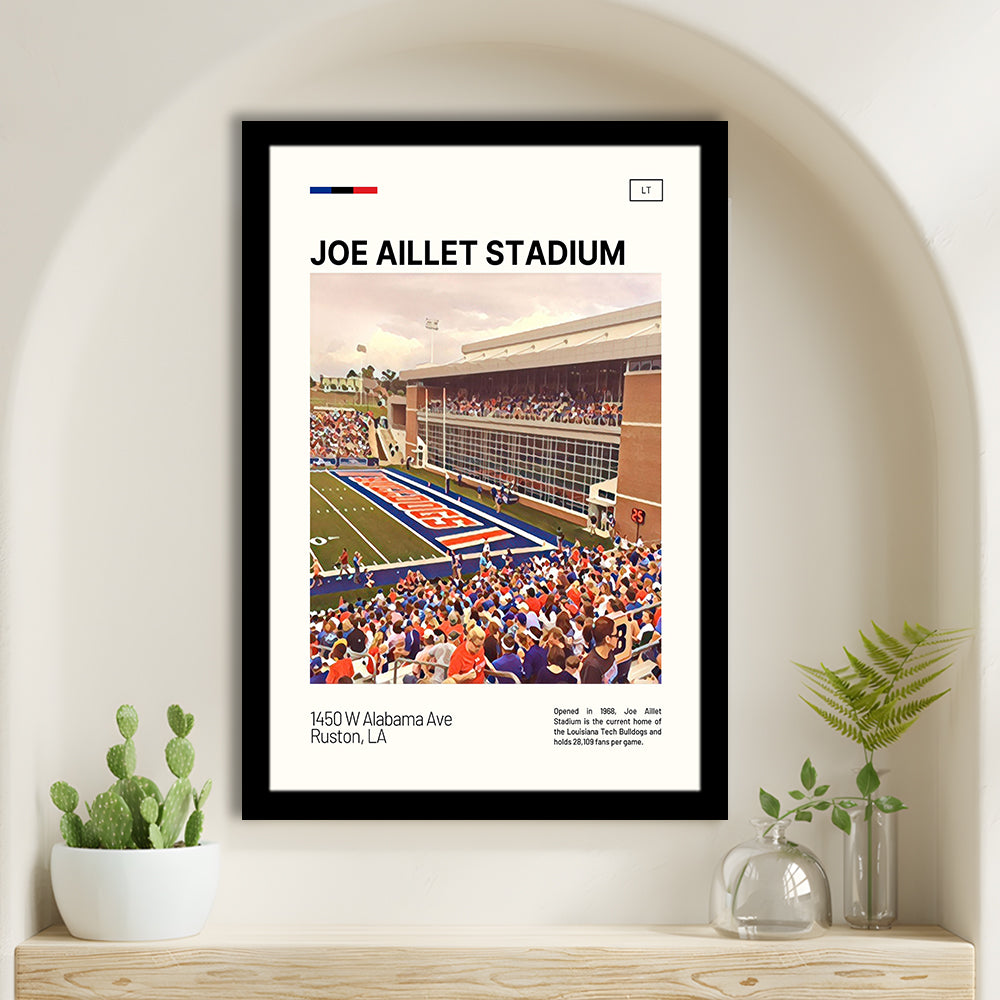 Joe Aillet Stadium Print, Louisiana Tech Bulldogs Stadium Art, Gifts for him, Sport Art, Framed Art Print Wall Decor