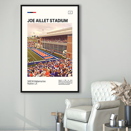 Joe Aillet Stadium Print, Louisiana Tech Bulldogs Stadium Canvas Art, Man Cave Gift, Floating Framed Canvas Print Wall Art
