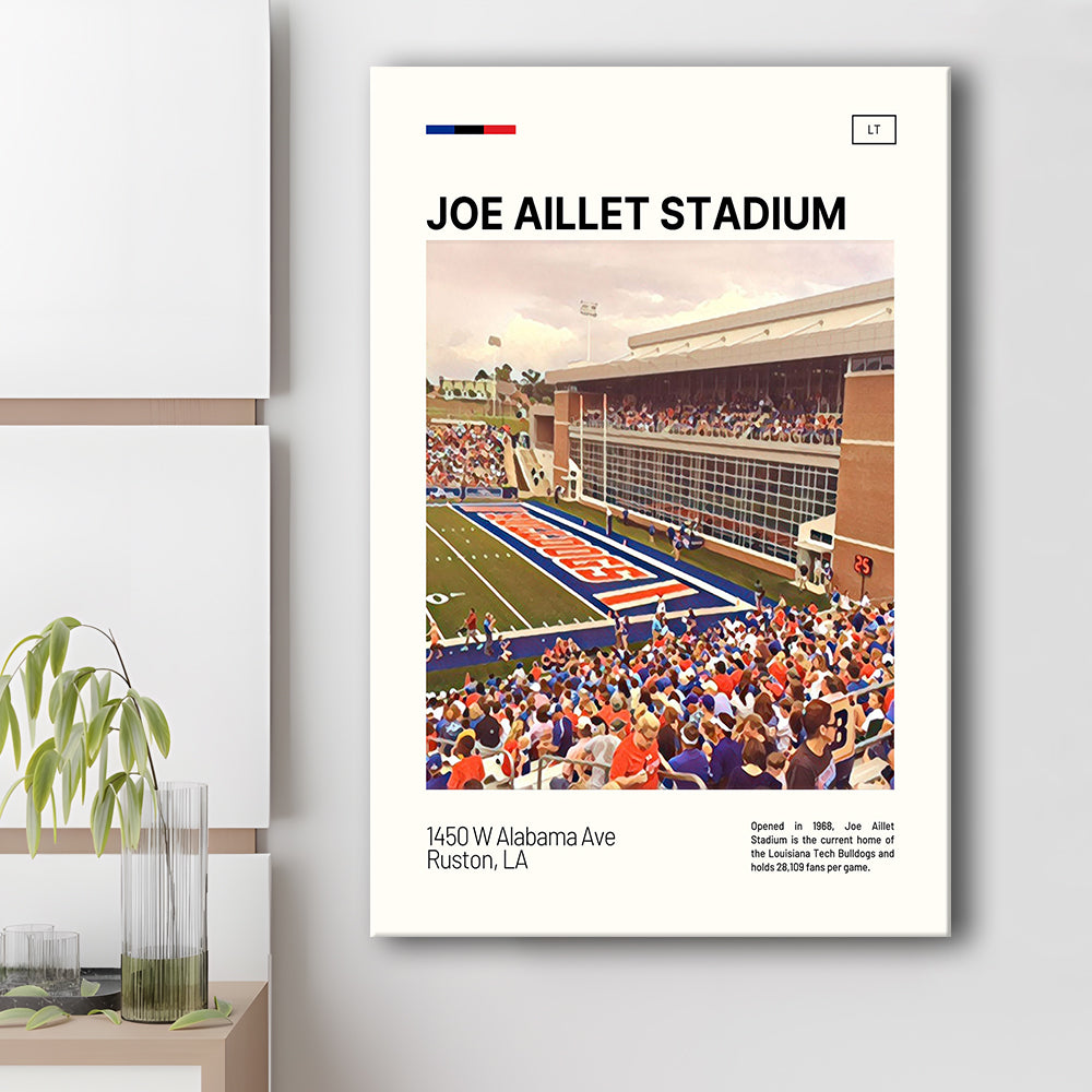 Joe Aillet Stadium Print, Louisiana Tech Bulldogs Stadium Canvas Art, Fan Gifts, Sport Art, Canvas Print Wall Art
