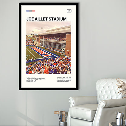 Joe Aillet Stadium Print, Louisiana Tech Bulldogs Stadium Art, Gifts for him, Sport Art, Framed Art Print Wall Decor