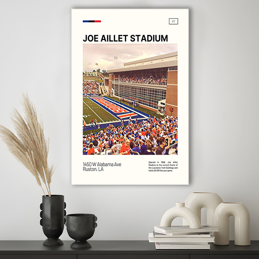 Joe Aillet Stadium Print, Louisiana Tech Bulldogs Stadium Canvas Art, Fan Gifts, Sport Art, Canvas Print Wall Art