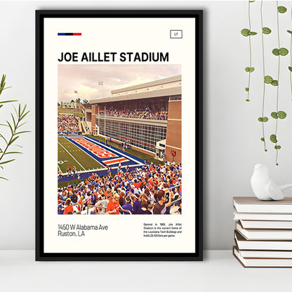 Joe Aillet Stadium Print, Louisiana Tech Bulldogs Stadium Canvas Art, Man Cave Gift, Floating Framed Canvas Print Wall Art