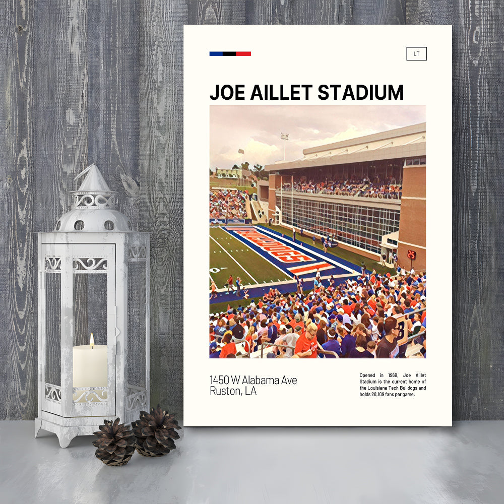 Joe Aillet Stadium Print, Louisiana Tech Bulldogs Stadium Canvas Art, Fan Gifts, Sport Art, Canvas Print Wall Art