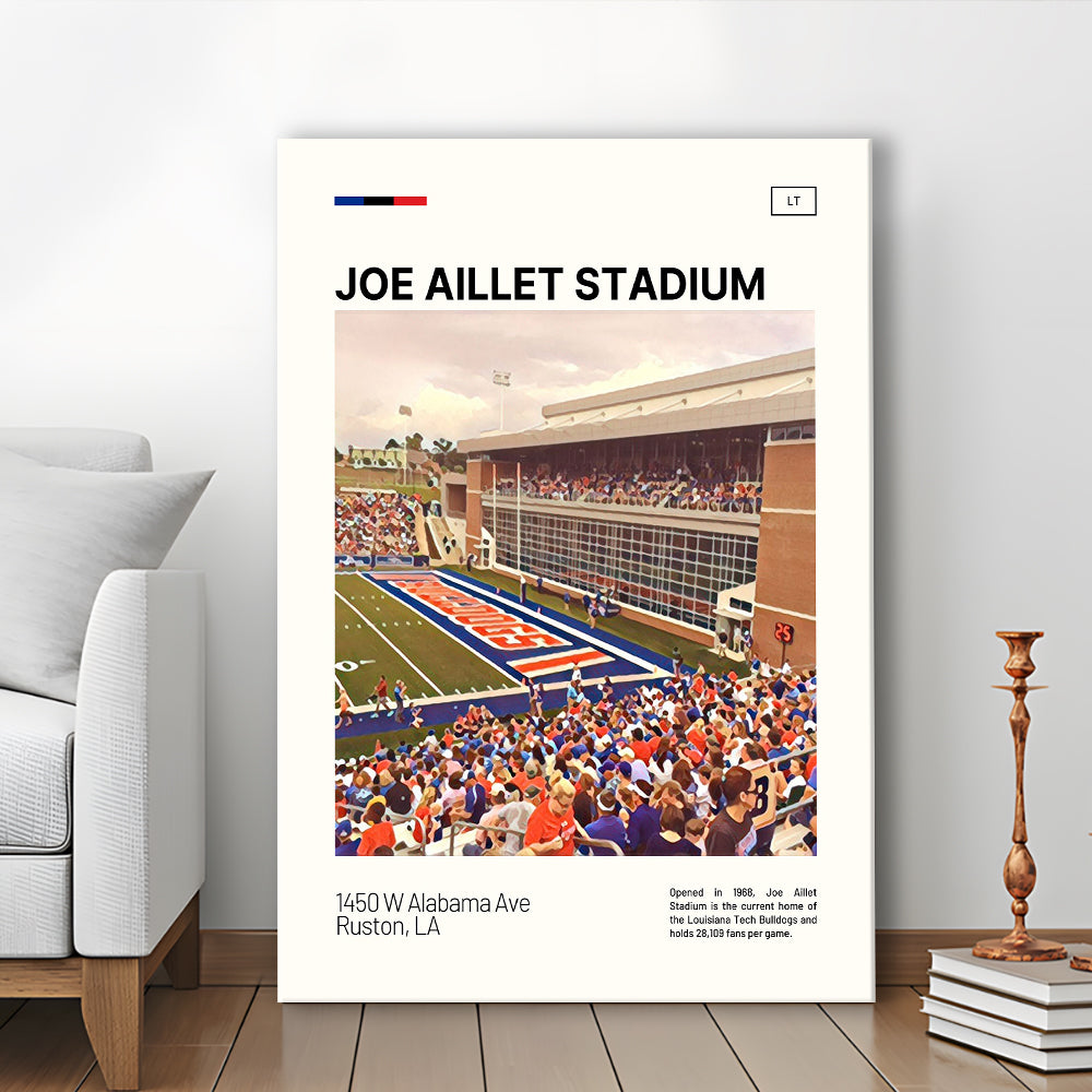 Joe Aillet Stadium Print, Louisiana Tech Bulldogs Stadium Canvas Art, Fan Gifts, Sport Art, Canvas Print Wall Art