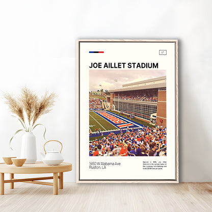 Joe Aillet Stadium Print, Louisiana Tech Bulldogs Stadium Canvas Art, Man Cave Gift, Floating Framed Canvas Print Wall Art