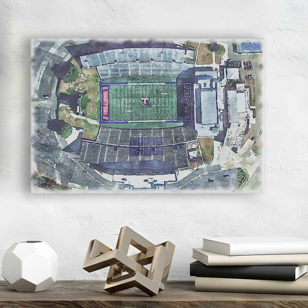 Joe Aillet Painting Stadium Watercolor, Ruston Louisiana Watercolor, Sport Art, Gifts for him, Canvas Print Wall Art