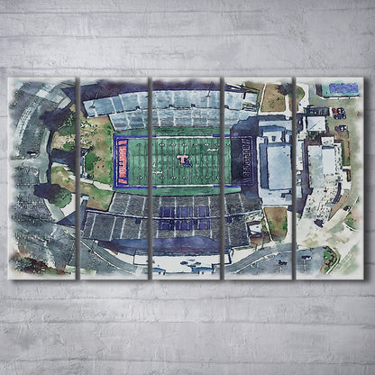 Joe Aillet Painting Stadium Watercolor, Ruston Louisiana Watercolor, Sport Art, Extra Large Canvas Print Wall Art