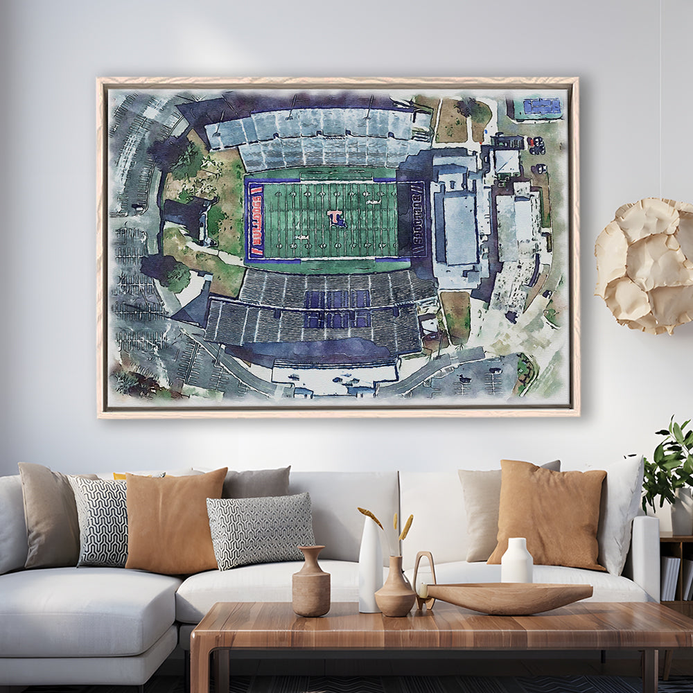 Joe Aillet Painting Stadium Watercolor, Ruston Louisiana Watercolor, Sport Gift Art, Framed Canvas Print Wall Art