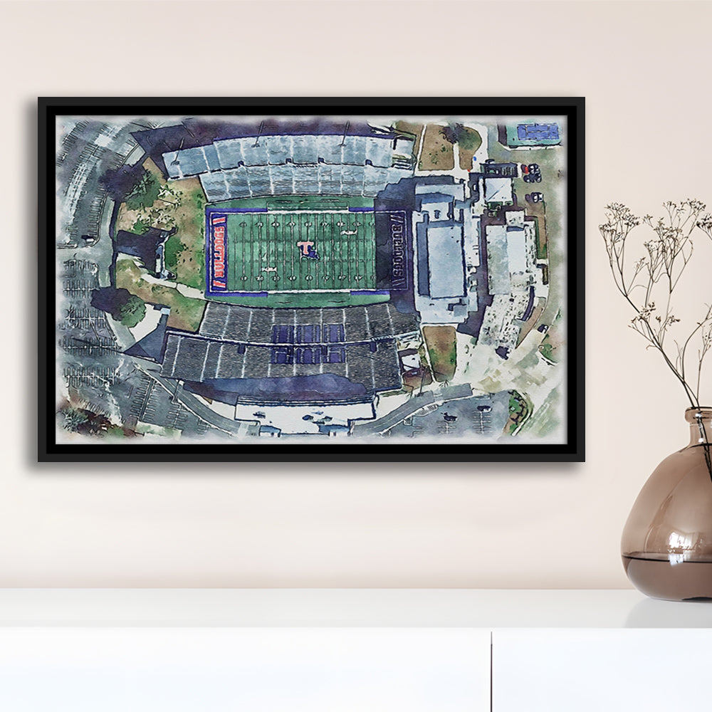 Joe Aillet Painting Stadium Watercolor, Ruston Louisiana Watercolor, Sport Gift Art, Framed Canvas Print Wall Art