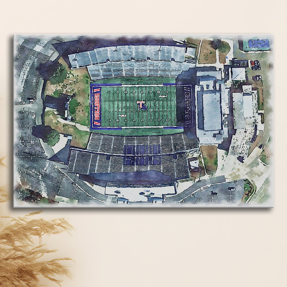 Joe Aillet Painting Stadium Watercolor, Ruston Louisiana Watercolor, Sport Art, Gifts for him, Canvas Print Wall Art