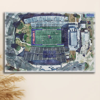 Joe Aillet Painting Stadium Watercolor, Ruston Louisiana Watercolor, Sport Art, Gifts for him, Canvas Print Wall Art
