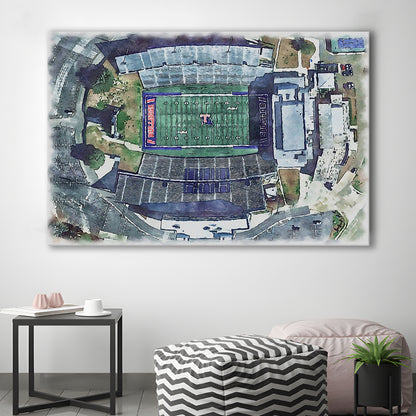 Joe Aillet Painting Stadium Watercolor, Ruston Louisiana Watercolor, Sport Art, Gifts for him, Canvas Print Wall Art