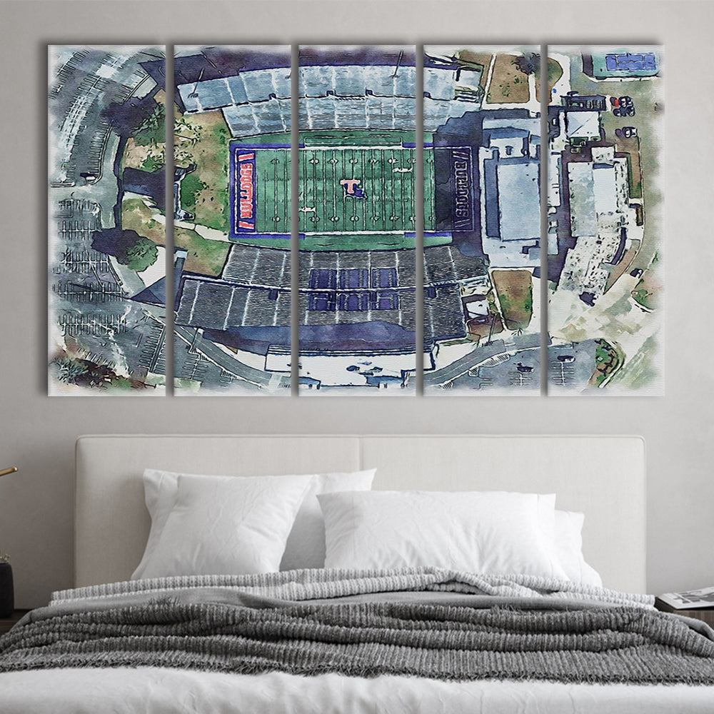 Joe Aillet Painting Stadium Watercolor, Ruston Louisiana Watercolor, Sport Art, Extra Large Canvas Print Wall Art