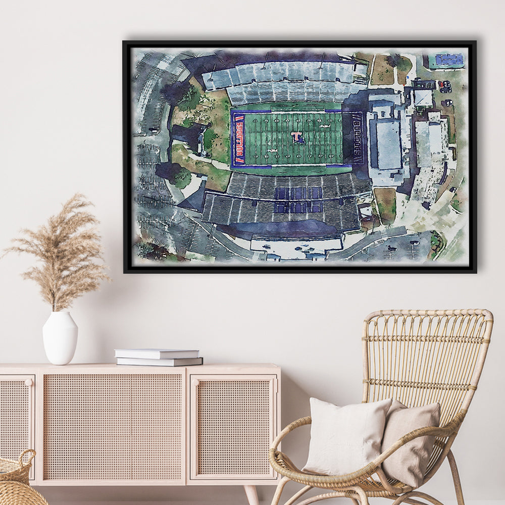 Joe Aillet Painting Stadium Watercolor, Ruston Louisiana Watercolor, Sport Gift Art, Framed Canvas Print Wall Art