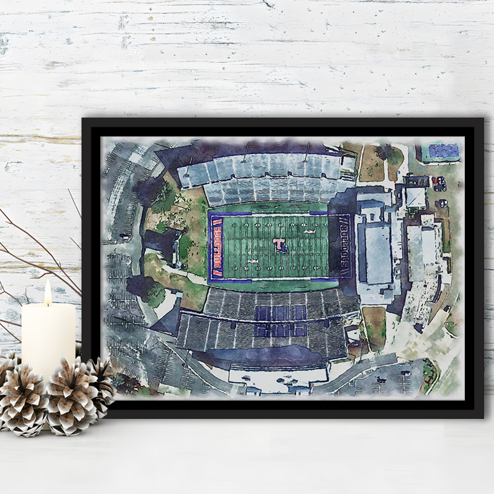 Joe Aillet Painting Stadium Watercolor, Ruston Louisiana Watercolor, Sport Gift Art, Framed Canvas Print Wall Art